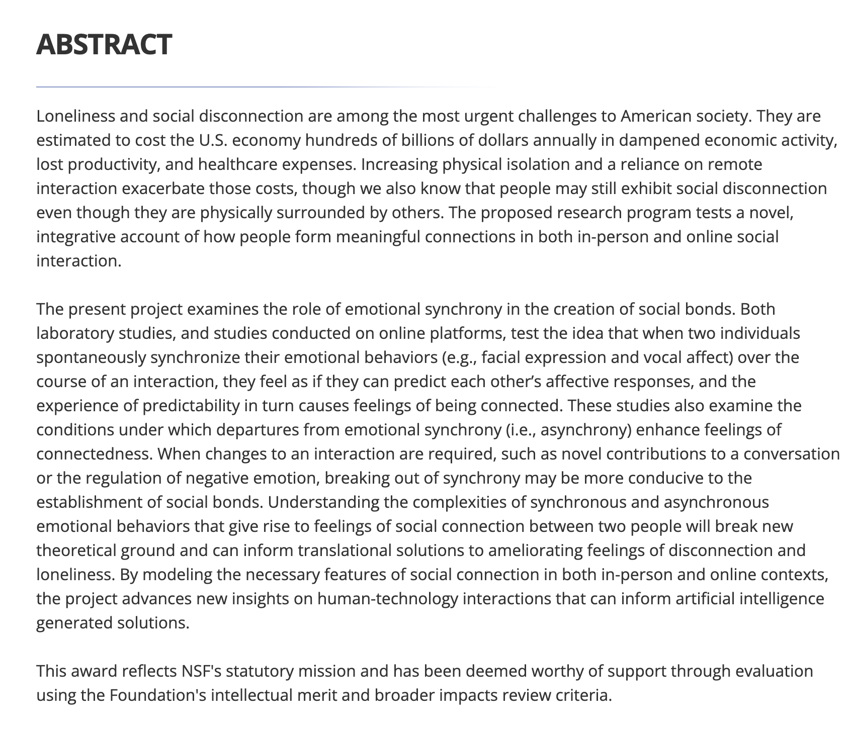 NSF award